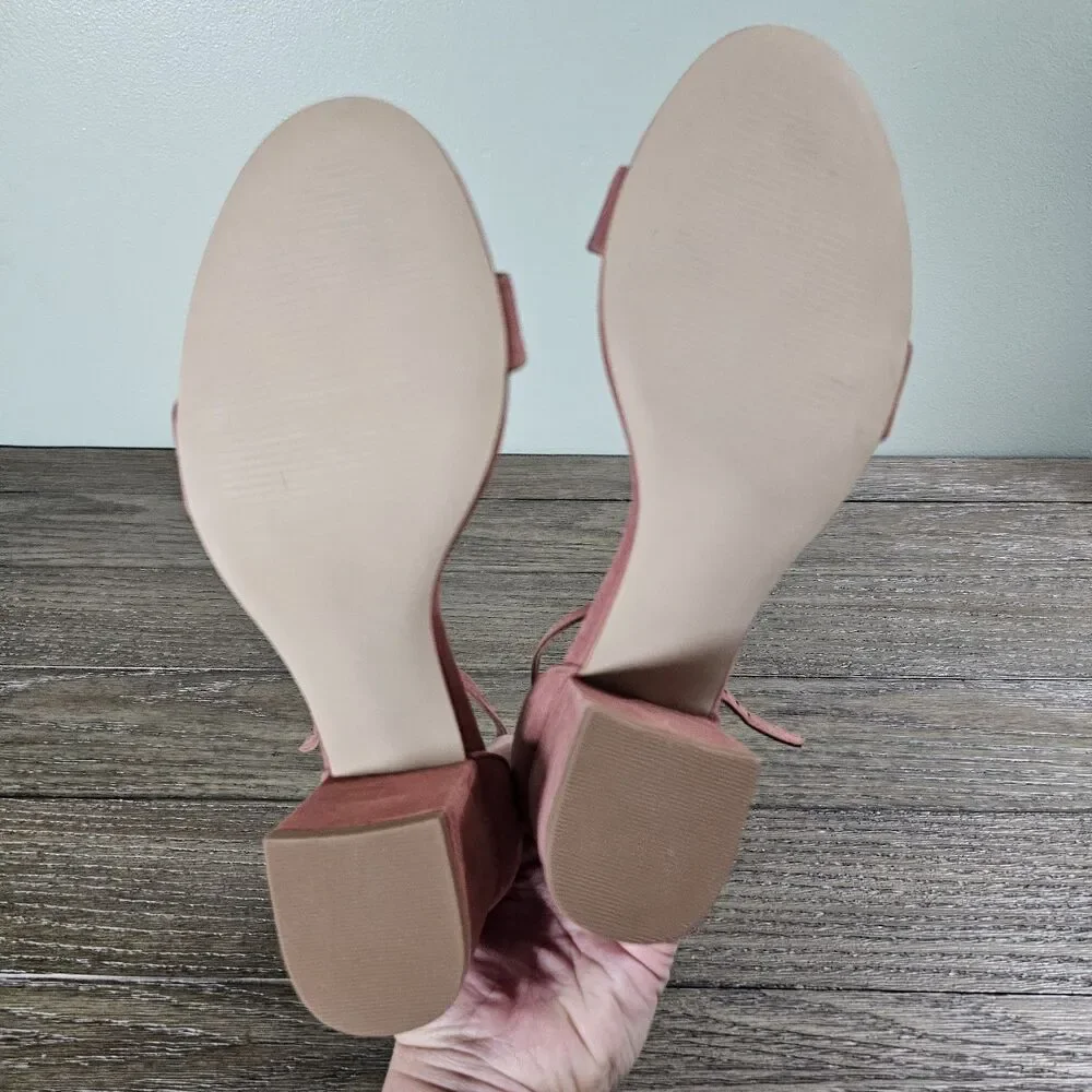 Steve Madden Irenee Pink Rose Suede Block Heel‎ Womens Size 6.5